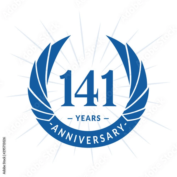 Fototapeta 141st years anniversary celebration design. One hundred and forty-one years logotype. Vector and illustration.