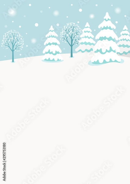 Obraz Snowy winter forest landscape background