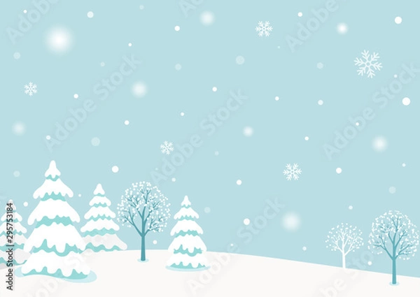 Obraz Snowy winter forest landscape background
