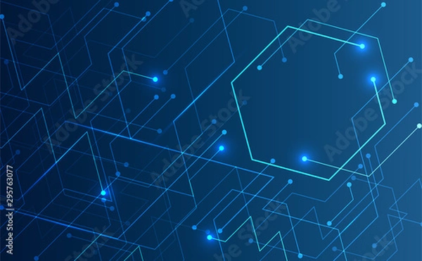 Fototapeta Abstract background concept linear and polygonal pattern shapes on dark blue background. Illustration Vector design digital technology.