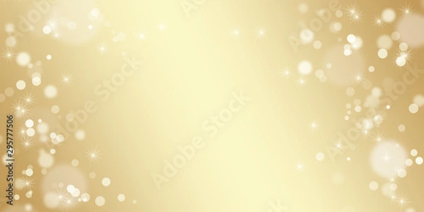 Fototapeta Christmas golden background. Abstract golden background for christmas and new year holidays. Flickering golden lights and stars. Blurred bokeh.