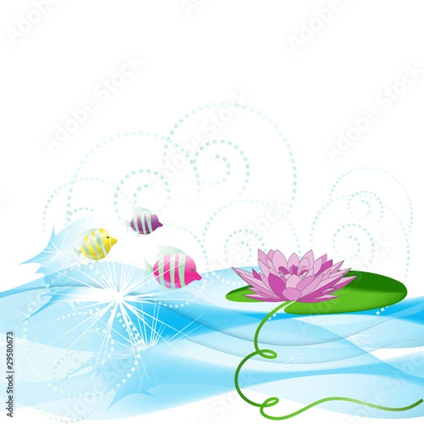 Obraz Round a lily flower small fishes swim