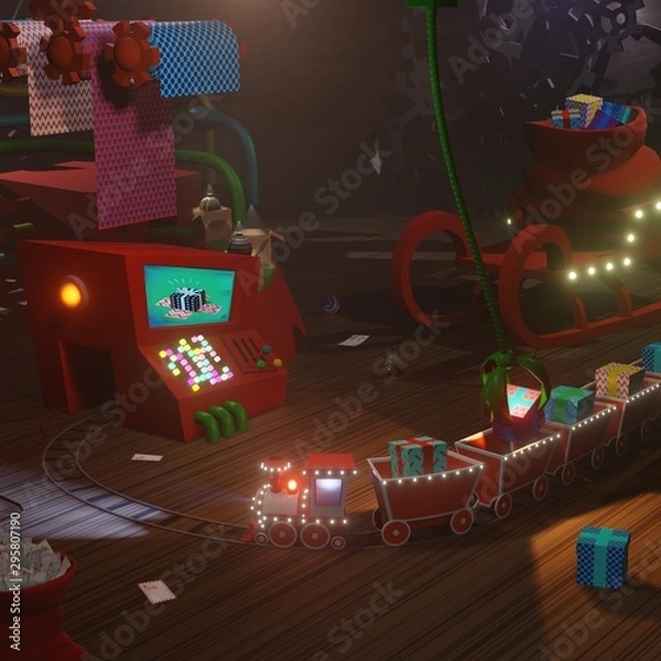 Obraz 3d rendered illustration Santa's factory