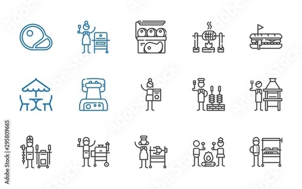 Fototapeta grill icons set