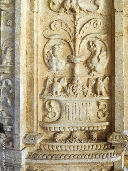 Fototapeta Jeronimos Monastery in Lisbon  - the most grandiose monument to late-Manueline Portuguese style architecture,  and Church of Santa Maria of Belem in Lisbon, Portugal