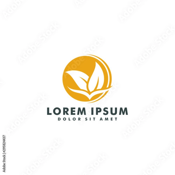 Obraz Abstract green leaf logo icon vector design. Landscape sign and symbol illustration