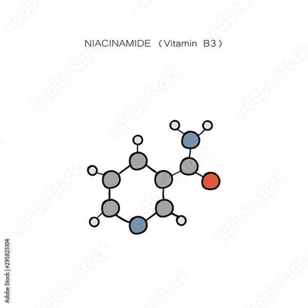 Obraz Niacinamide (vitamin B3)   hand drawing. - Vector
