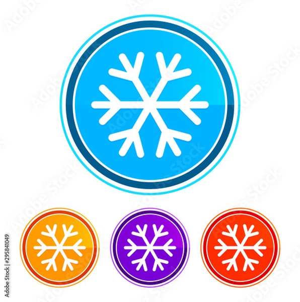Fototapeta Snowflake icon flat design round buttons set illustration design