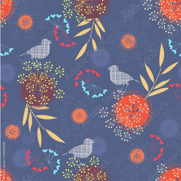 Fototapeta Retro floral seamless pattern