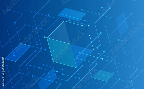 Fototapeta Abstract background concept linear and polygonal pattern shapes on dark blue background. Illustration Vector design digital technology.