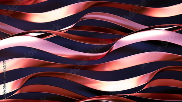 Fototapeta Golden wave background. 3d illustration, 3d rendering.