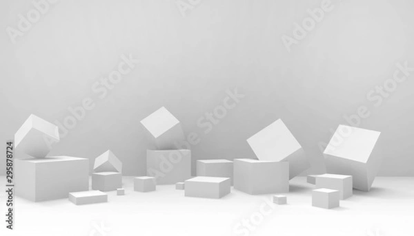 Fototapeta Podium Ideas  Inspiration Modern Concept  composition Geometric Box shape and artistic exhibit minimal and Modern on Gray background - 3d rendering