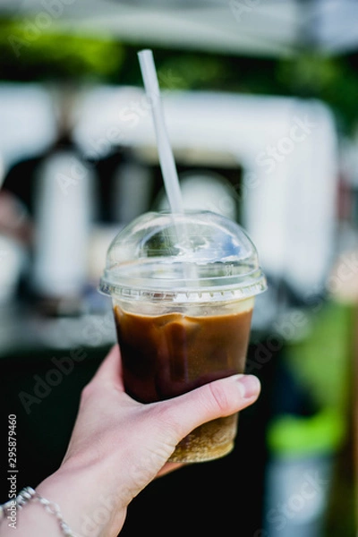 Obraz ice coffee in plastic mug