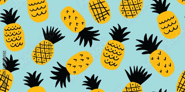Fototapeta Colorful minimalistic pineapples pattern