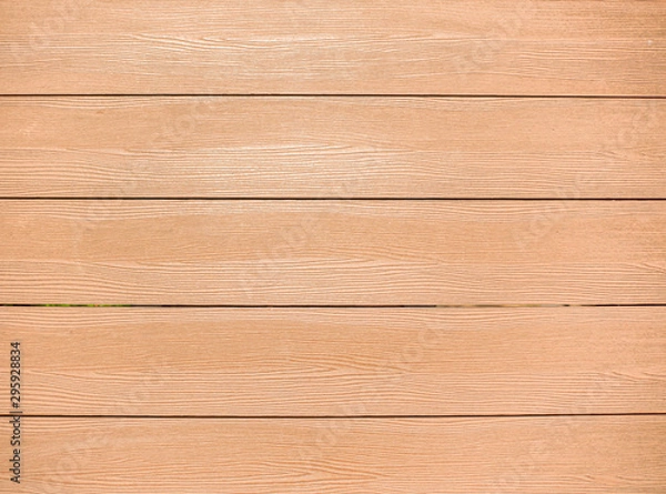 Fototapeta Horizontal stripes wooden panel floor material for exterior outdoor design style for walkway top view with timber wood surface pattern textured background