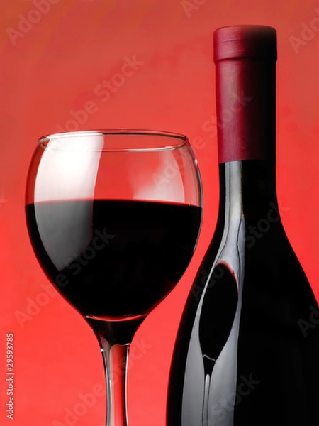 Obraz Red wine pouring down from a wine bottle