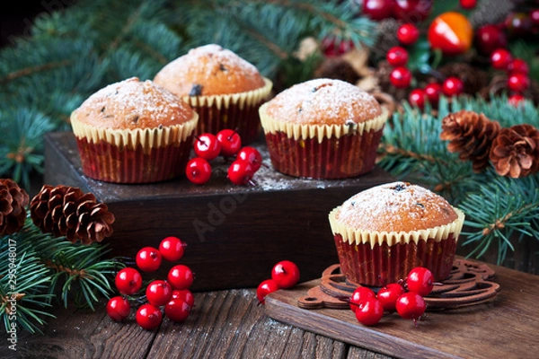 Obraz Christmas composition with vanilla muffins