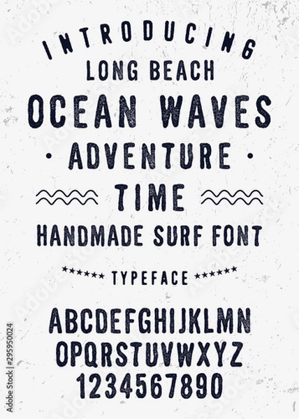 Obraz  Original Handmade Textured Font. Retro Typeface. Vector Illustration.