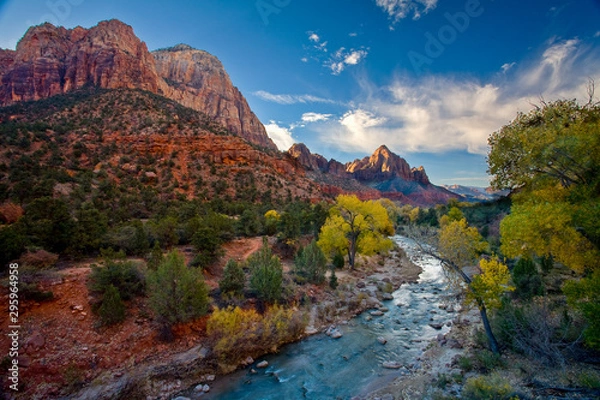 Obraz Autumn afternoon along the Virgin River, Zion National Park, Utah