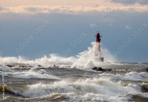 Obraz Waves crashing over lighthouse