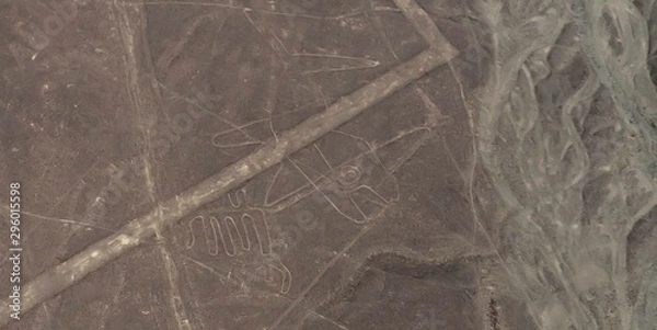 Fototapeta Aerial view of Nasca lines. Ground full of lines and drawings made by the ancestors. Nasca region, Peru