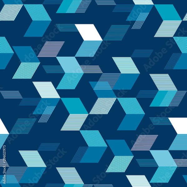 Fototapeta Textured arrows on blue seamless pattern