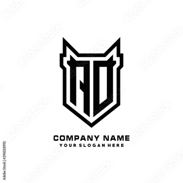 Fototapeta Initial letter AO Shield vector Logo Template Illustration Design, black color