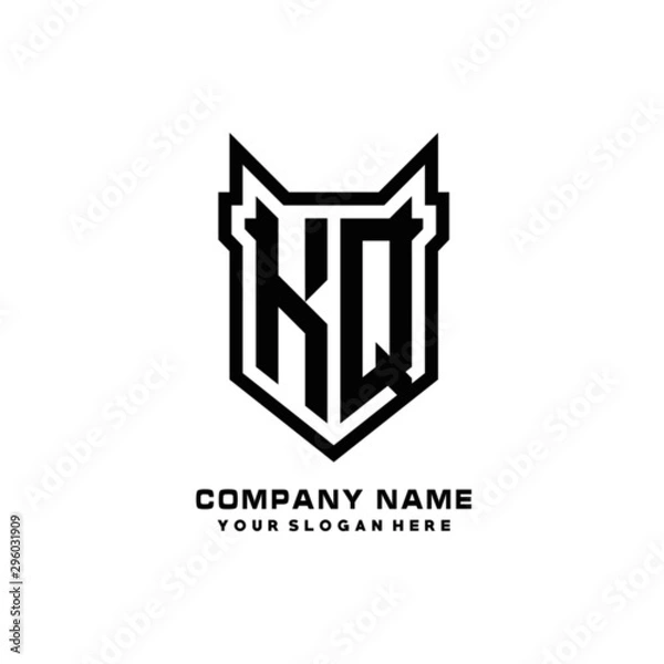 Obraz Initial letter KQ Shield vector Logo Template Illustration Design, black color