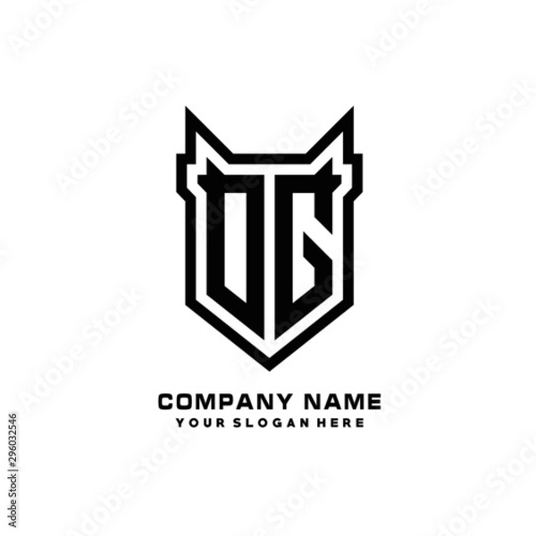 Fototapeta Initial letter OG Shield vector Logo Template Illustration Design, black color