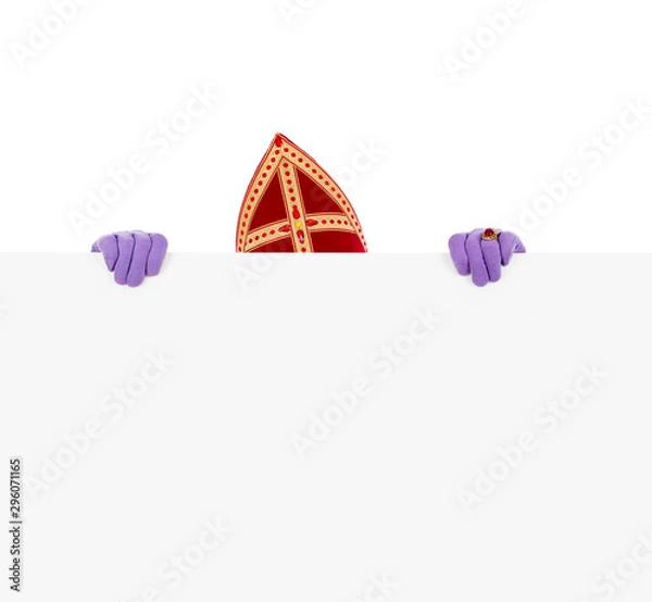 Obraz Sinterklaas holding blank cardboard