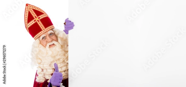 Obraz Sinterklaas trzymający pusty karton