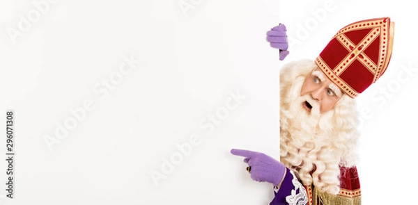 Obraz Sinterklaas holding blank cardboard