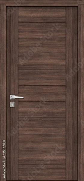 Obraz Door texture, dark walnut color for modern interior  front view 3D render.