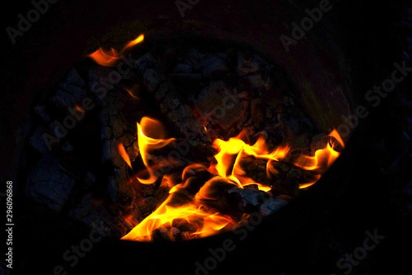 Fototapeta fire on black background