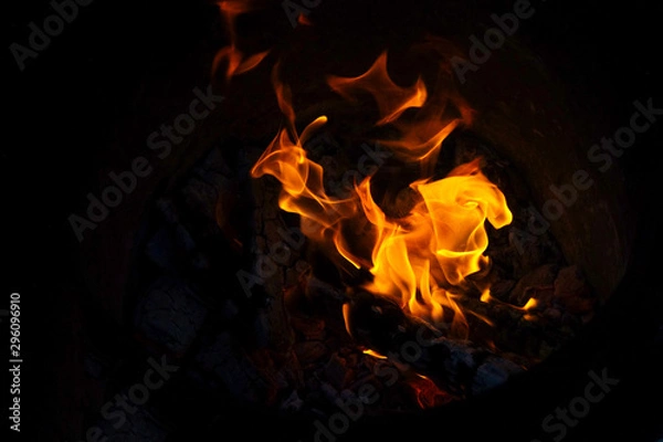 Fototapeta fire on black background