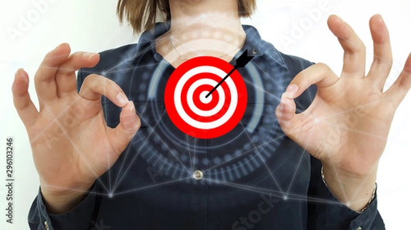 Obraz Businessman on blurred background using target and arrow