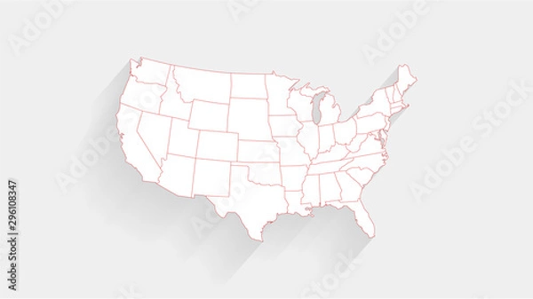 Obraz Simple United State white map on black background, vector, illustration