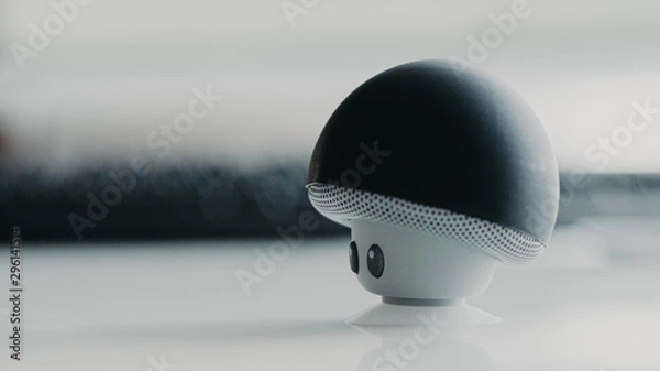 Fototapeta A portable speaker in the form of a small mushroom. A beautiful design and good creativity of the inventor.