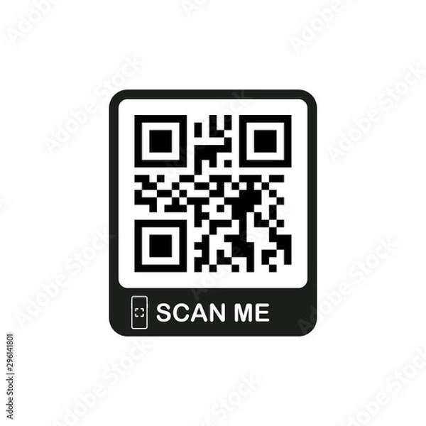 Fototapeta QR code for smartphone. Inscription scan me with smartphone icon. Qr code for payment. Vector illustration