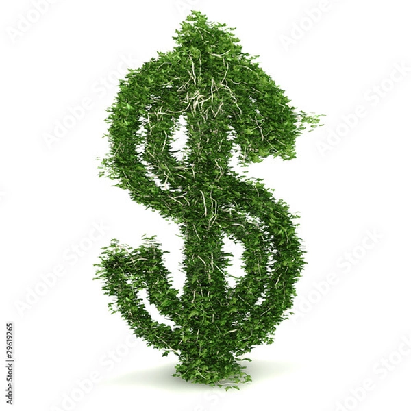 Fototapeta 3d rendering of a dollar symbol made of ivy