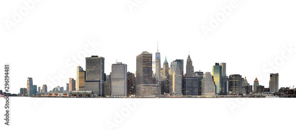 Fototapeta Manhattan skyline isolated on white.