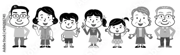 Fototapeta 三世代家族　モノクロ