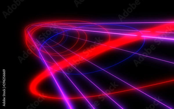 Obraz abstract architecture tunnel with neon light. 3d illustration