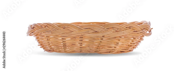 Fototapeta vintage weave wicker basket isolated on white background