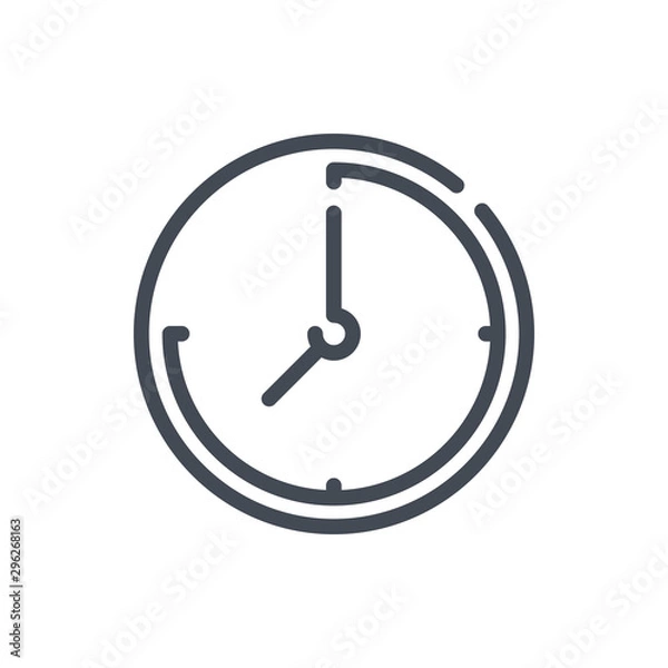 Obraz Clock with countdown line icon. Watch and clock vector outline sign.