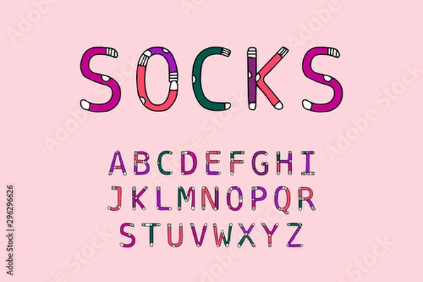 Fototapeta Socks hand drawn vector type font clothing in cartoon comic style