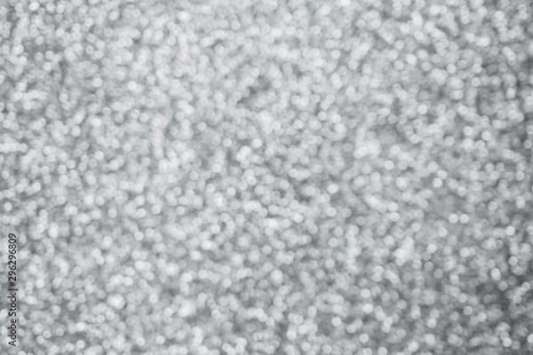 Fototapeta Abstract blur silver glitter sparkle defocused bokeh light background