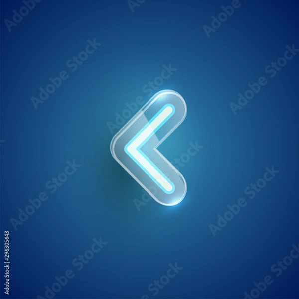 Obraz Realistic neon 'guillemet' character with plastic case around, vector illustration
