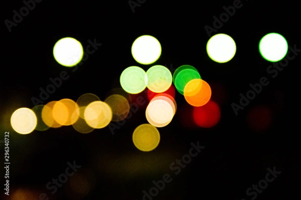 Fototapeta Blurred lights of the railway station. Bokeh background