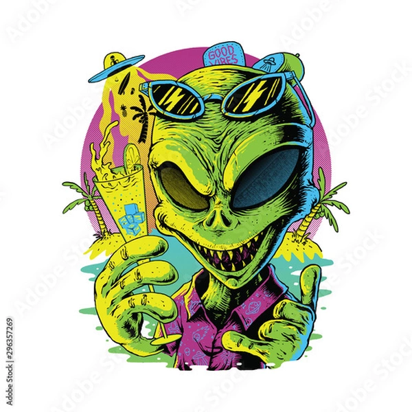 Obraz Alien Summer Graphic Design Illustration Vector Art T-shirt Design